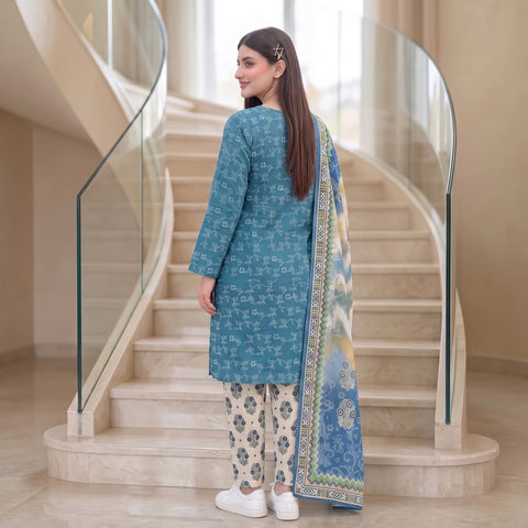 Azure Vine 3-Piece Lawn Suit