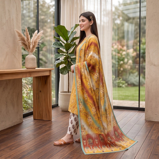 Golden Ikat 3-Piece Lawn Suit